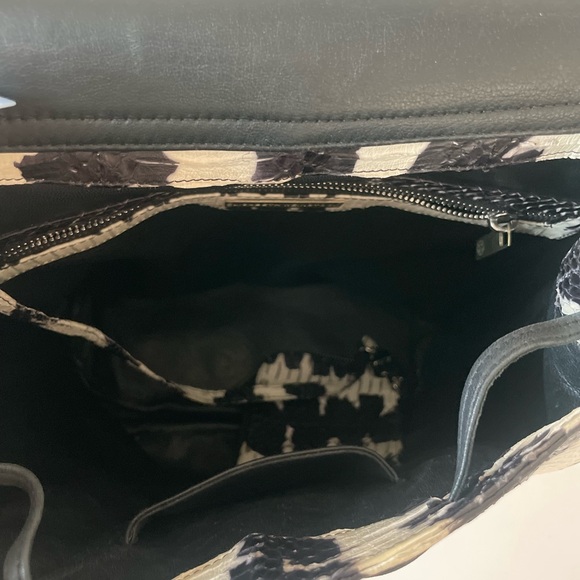 Elisabeth Weinstock Matte Black and White Starburst Matte Snakeskin Backpack main image 10